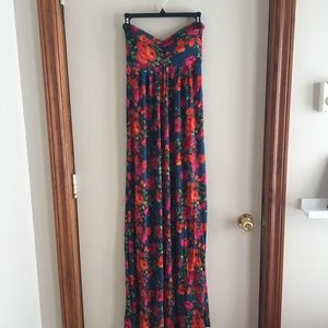 Strapless Floral Maxi Dress